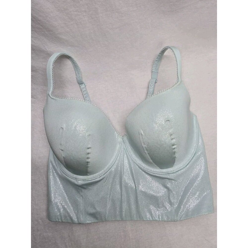 Victoria's Secret Body By Victoria Shiny Mint Green/Blue Bustier Bra Size 34DD